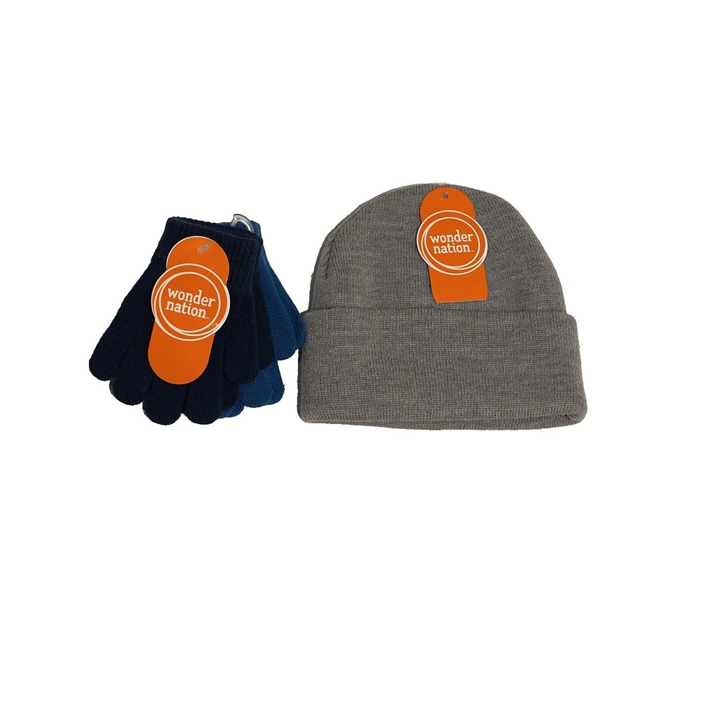 wonder nation‎ toddler small boys 1 winter hat & 2 pairs gloves